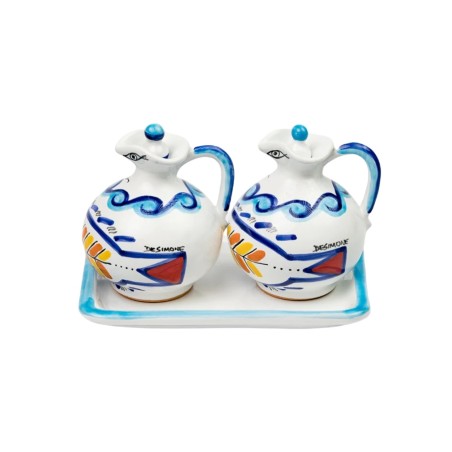 Set olio e aceto Levante Ceramiche artigianali De Simone Set olio e aceto Levante Ceramiche artigianali De Simone